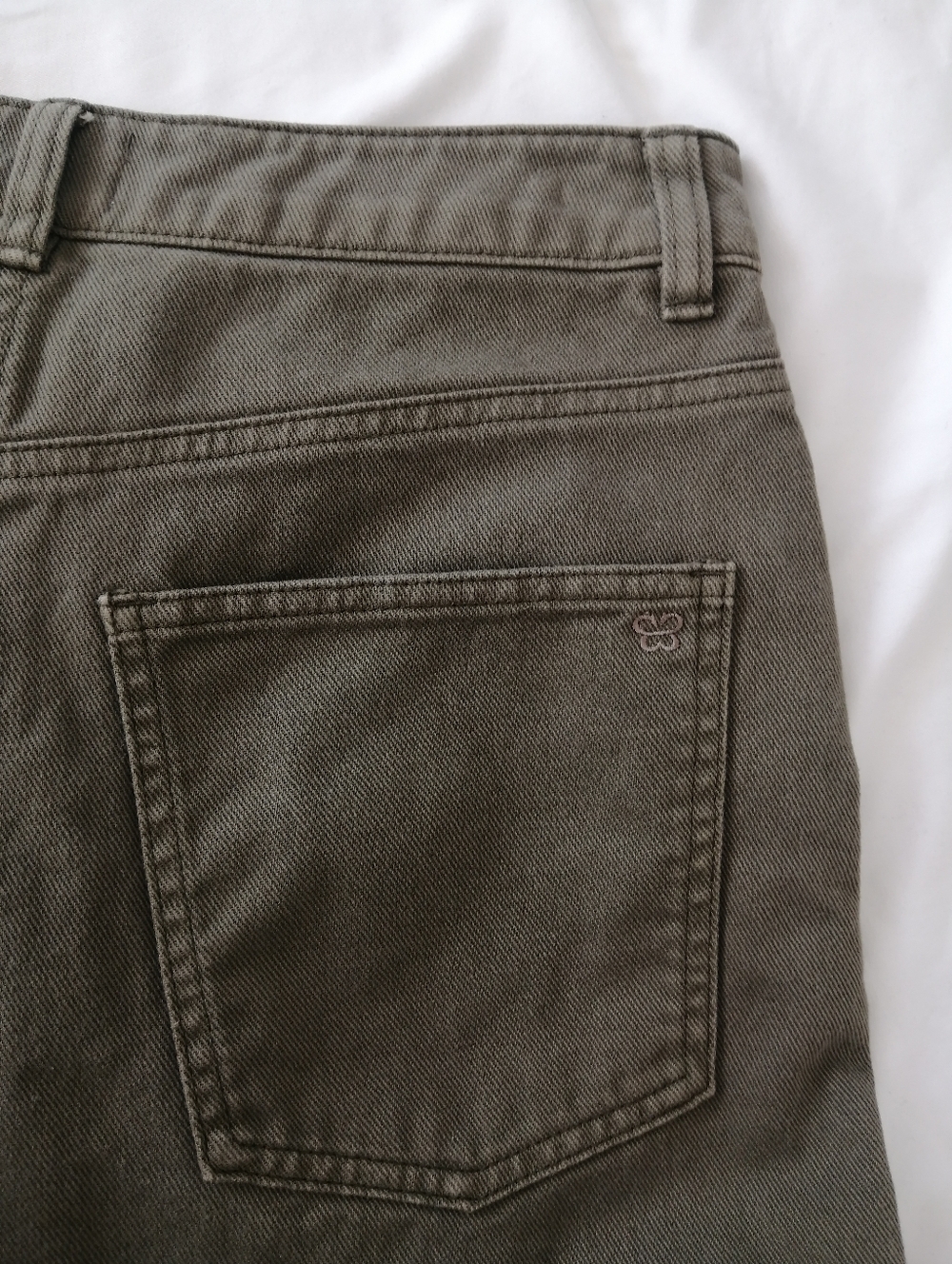 Aritzia Sunday Best Flan Barrel Leg Jeans Olive Green Size 10 - Picture 10 of 16